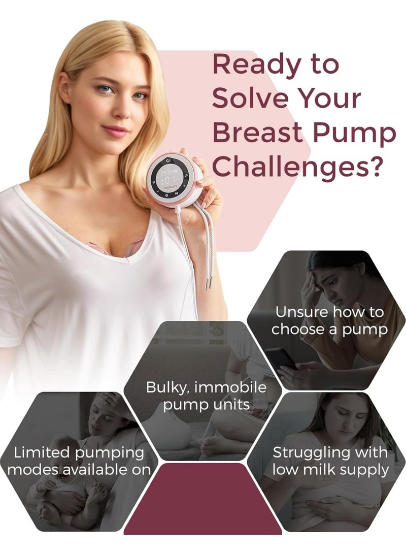 Momcozy V1 Pro Breast Pump Electric - Strong Suction, Portable Double Breast Pump Hands Free with 3 Finely Adjusted Suction Modes & 15 Levels, Electric Breast Pump with Leakproof DoubleFit Flange - Image 2